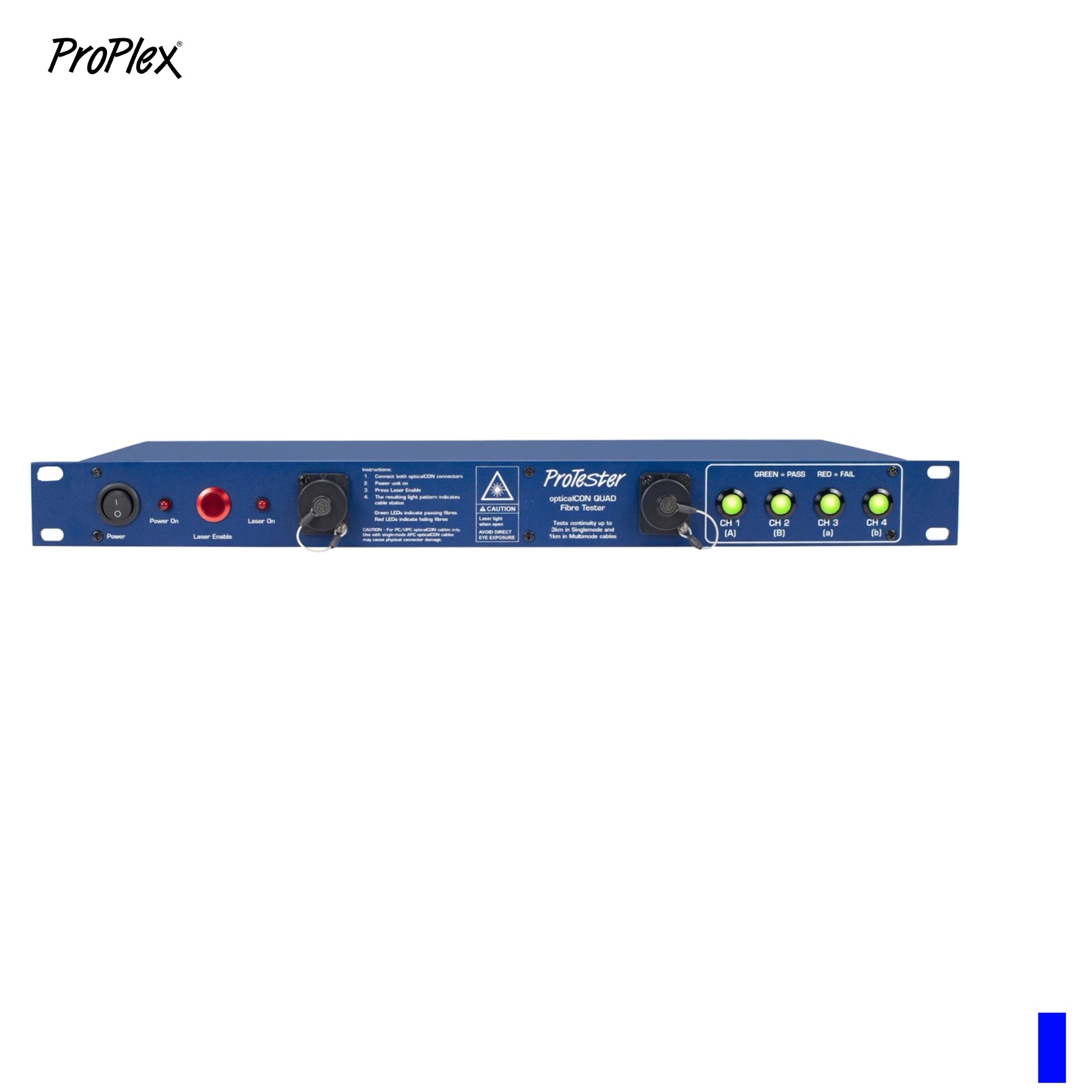 Proplex PROTESTER FIBRE opticalCON DUO, 19", 1U, bleu