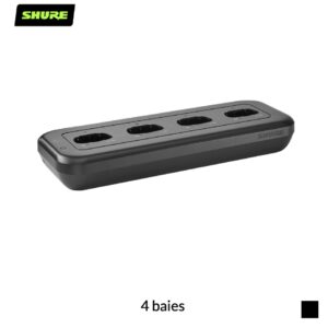 Shure MXWNDX4E Station de recharge compatible réseau pour MXW | 4 baies, noir