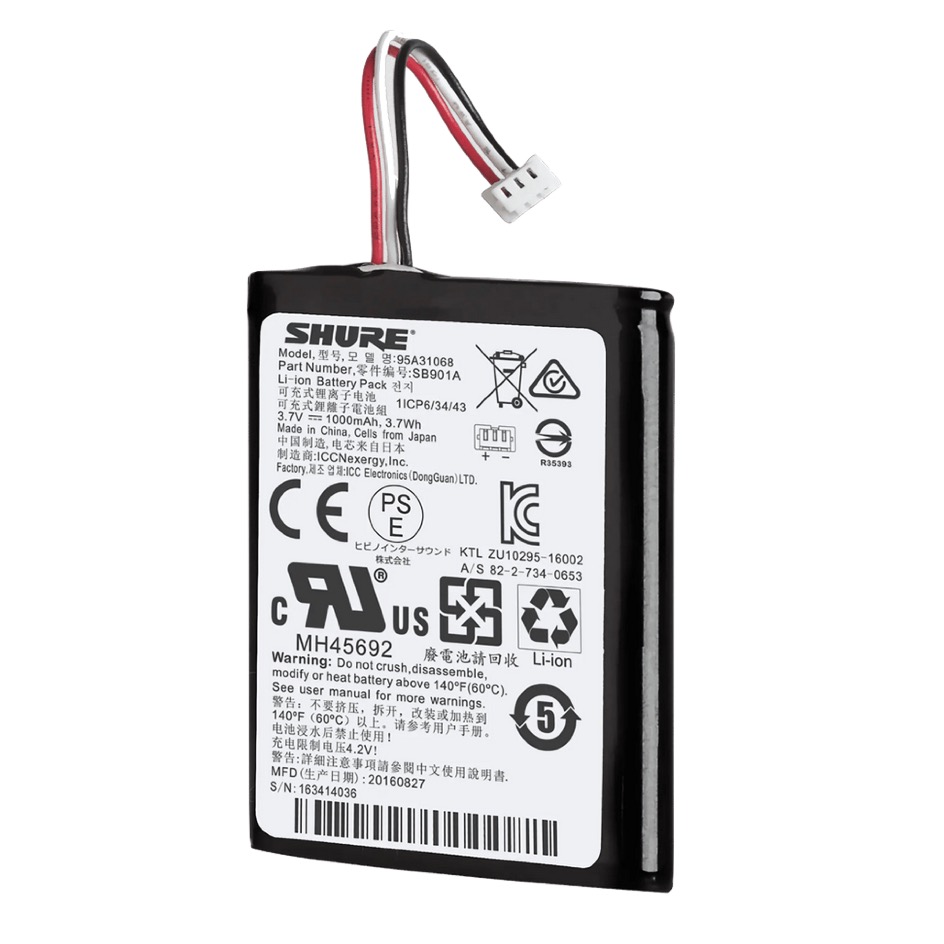Shure SB901A Batterie pour MXW Lithium-ion, 3.7V, 1’000mAh, noir – Image 2
