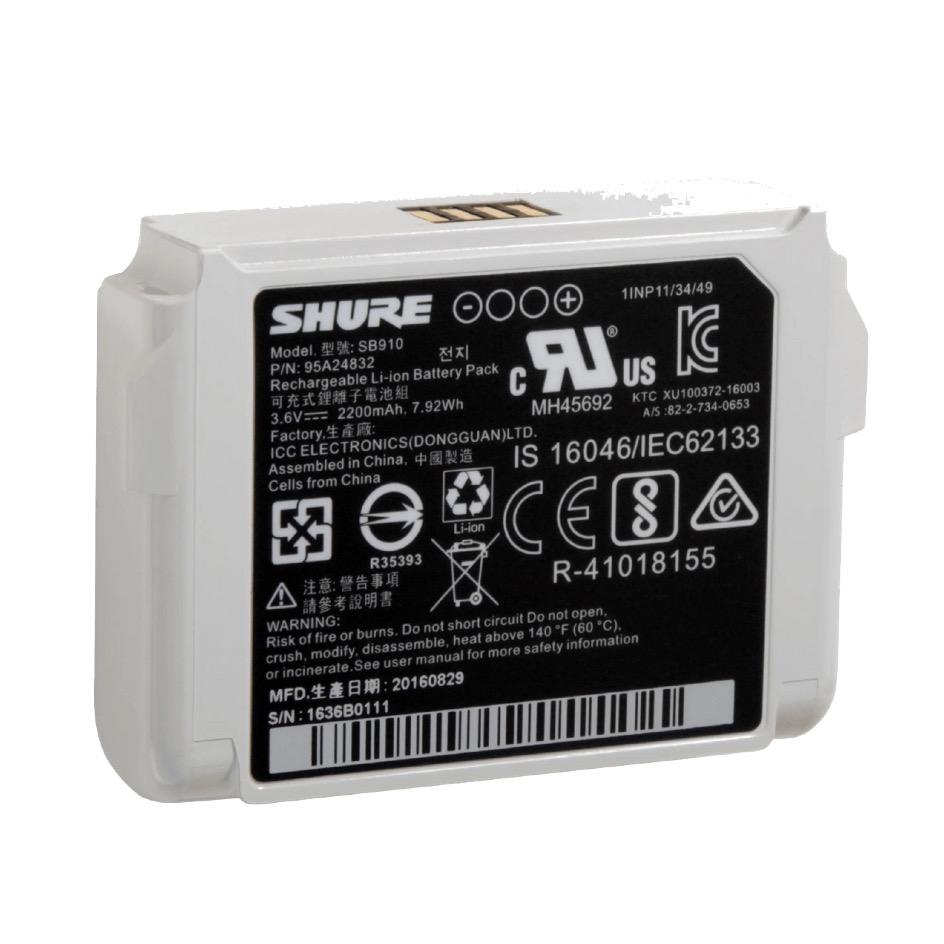 Shure SB910 Batterie pour ADX1 Lithium-ion, 3.6V, 2’200mAh, noir – Image 2