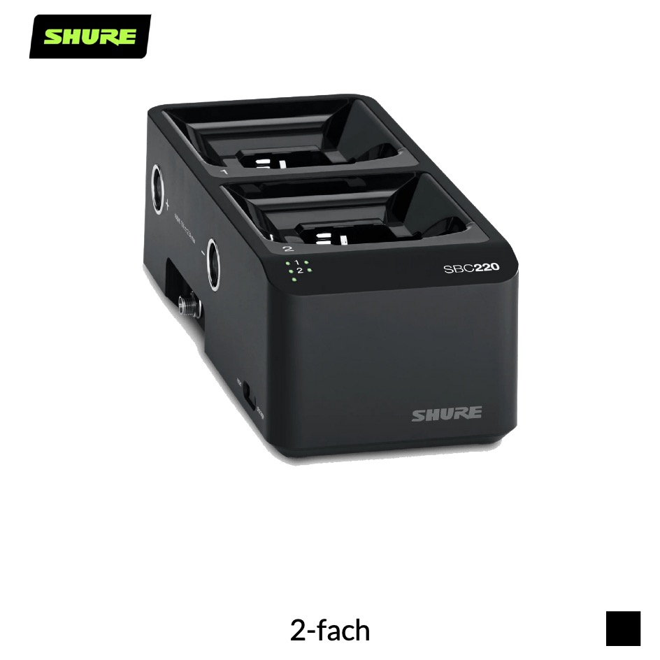 Shure SBC220 Ladestation netzwerkfähig für SB900 Akkus | 2-fach, schwarz