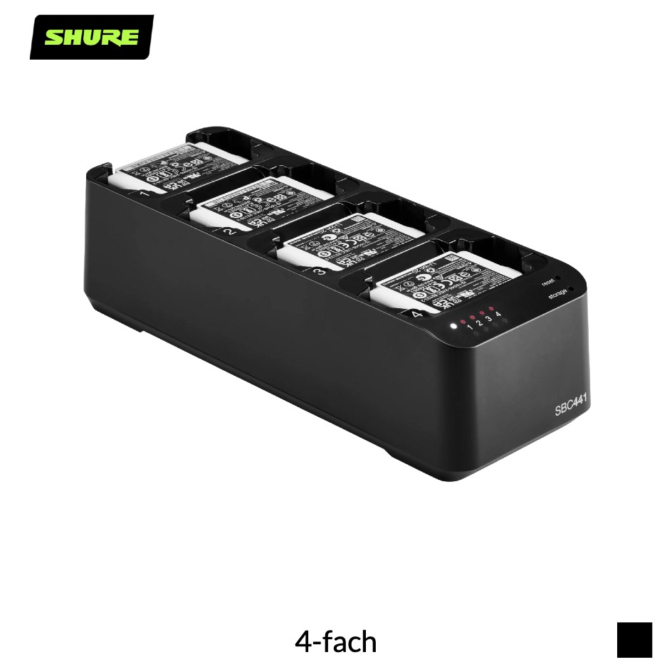 Shure SBC441 Ladestation netzwerkfähig für SB910, ADXR | 4-fach, schwarz