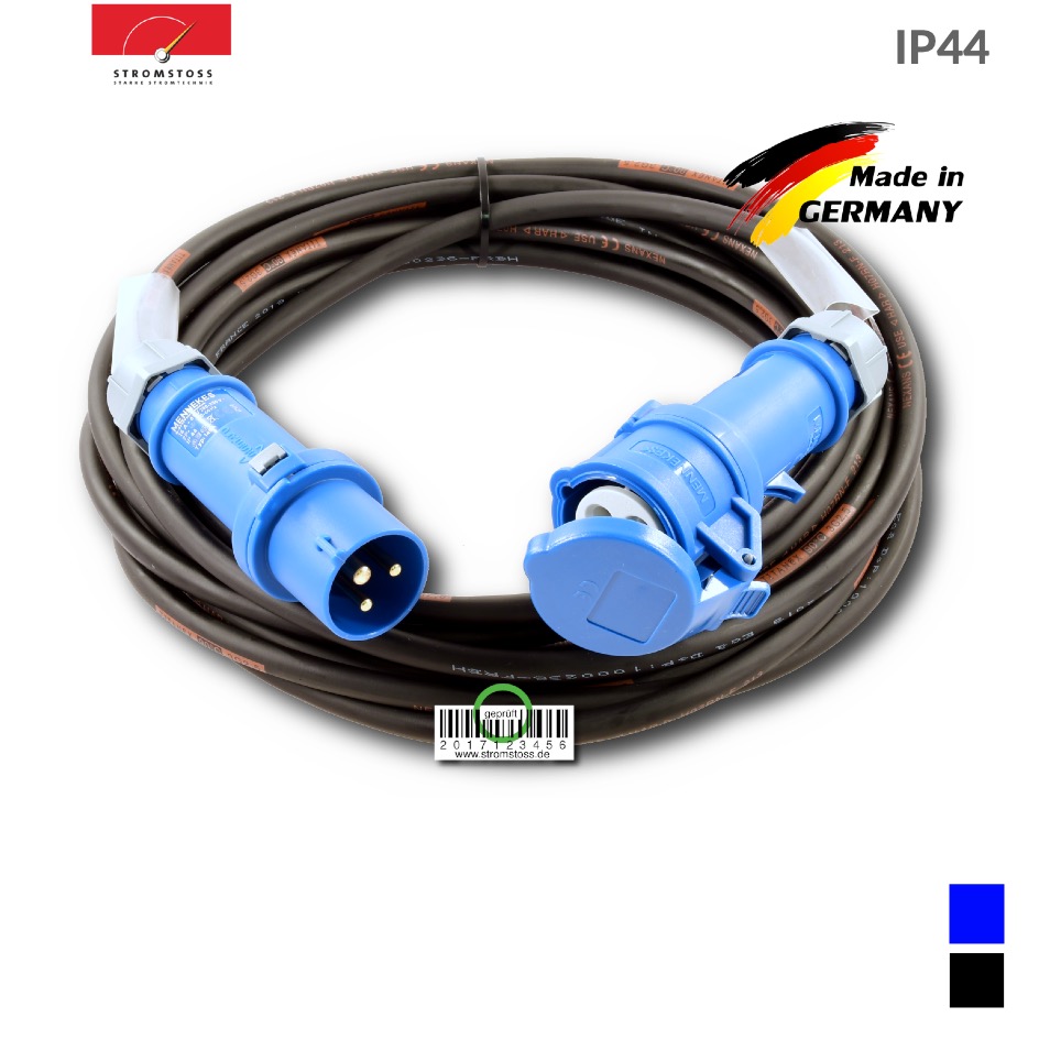 Stromstoss Cable CEE16-3, Screw contact, TITANEX 3G2.5, black