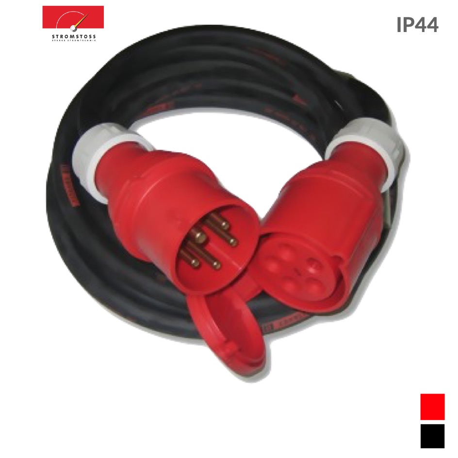 Stromstoss Kabel CEE16-5 PCE rot, Schraubkontakt, TITANEX 5G2.5, schwarz