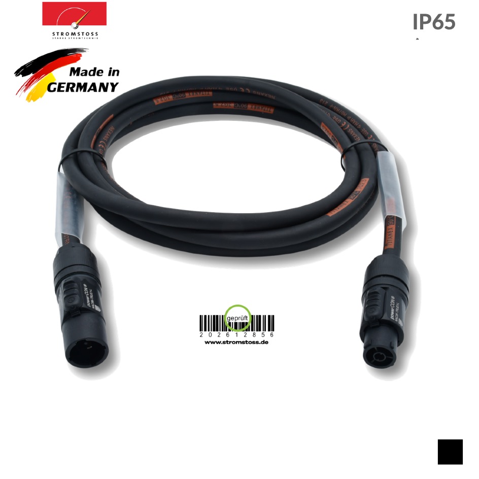 Stromstoss Cable powerCON True1, Screw contact, TITANEX 3G1.5, black