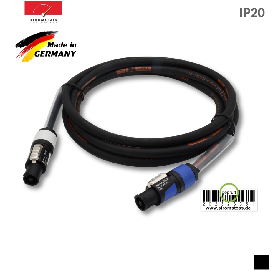 Stromstoss Cable powerCON, Screw contact, TITANEX 3G2.5, black