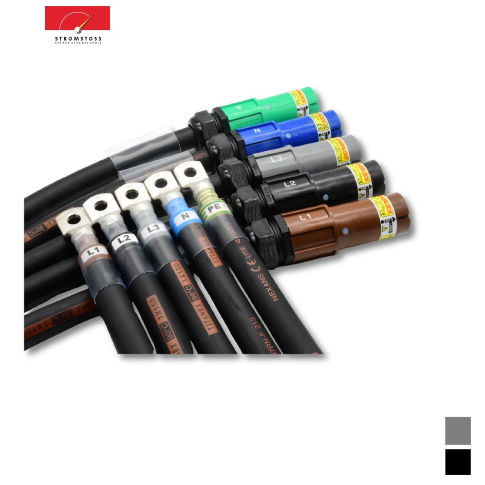Stromstoss Anschlusskabelset Rohrkabelschuh M10 » POWERLOCK 400A, H07RN-F 5x1x120mm2, schwarz