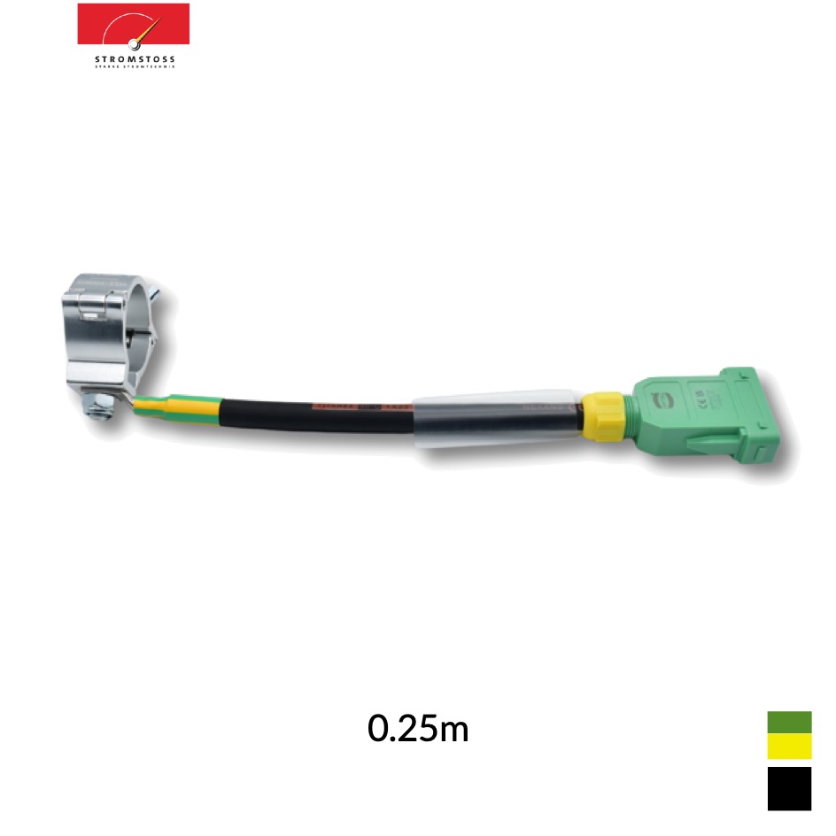 Stromstoss Câble de mise à la terre Han GND mâle » Demi-coupleur, TITANEX 1X25mm2, noir | 0.25m