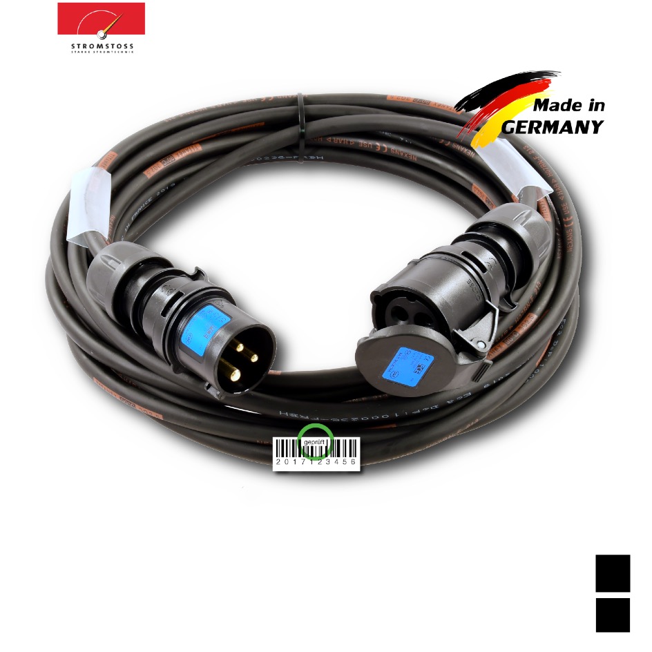 Stromstoss Cable CEE16-3 PCE black, Screw contact, TITANEX 3G2.5, black