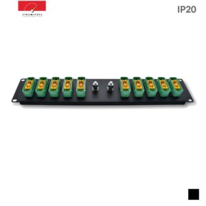 Stromstoss Rack Distributor c-POT 10x HAN® GND Male, 19", 2U, black