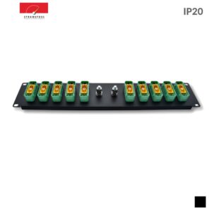 Stromstoss Rackverteiler c-POT 10x HAN® GND Male, 19", 2HE, schwarz