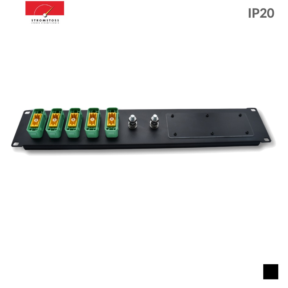 Stromstoss Rack Distributor c-POT , 5x HAN® GND Male, 19", 2U, black