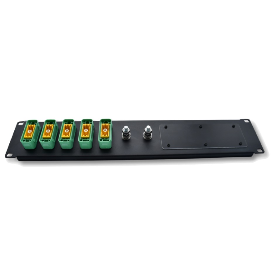 Stromstoss Rackverteiler c-POT 5x HAN® GND Male, 19", 2HE, schwarz – Bild 2