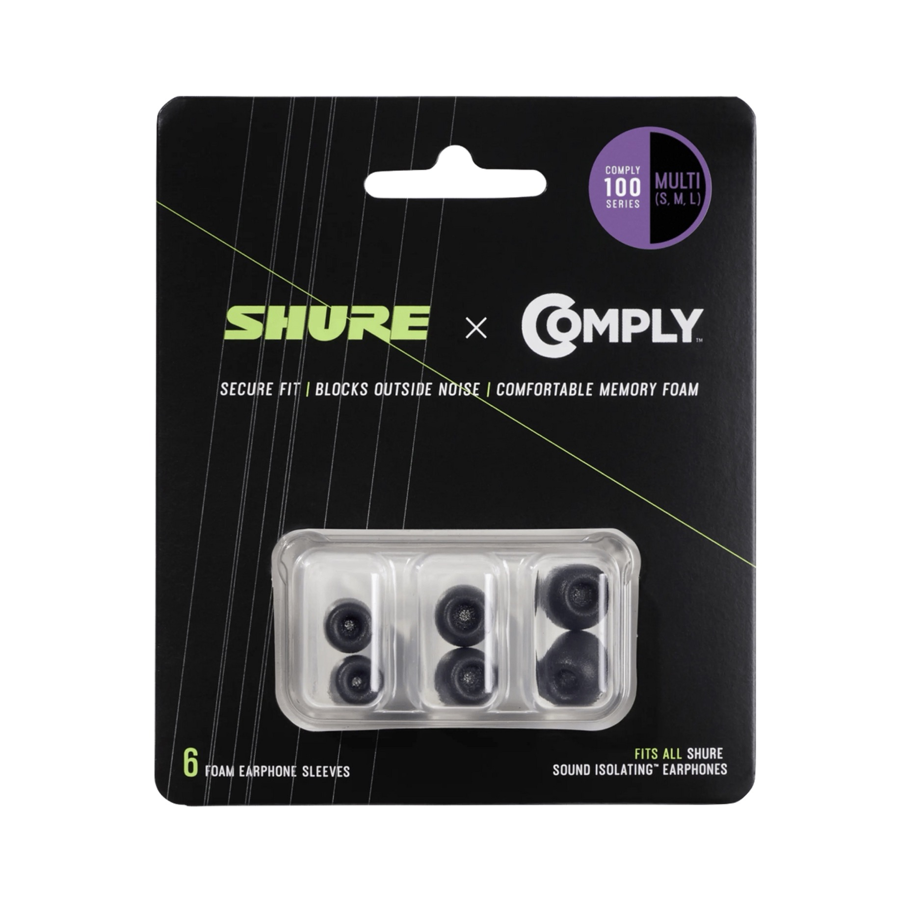 Shure EACYF1-6KIT Comply Earbuds Foam MULTIPACK | Size S-M-L, PU 6, black - Image 3