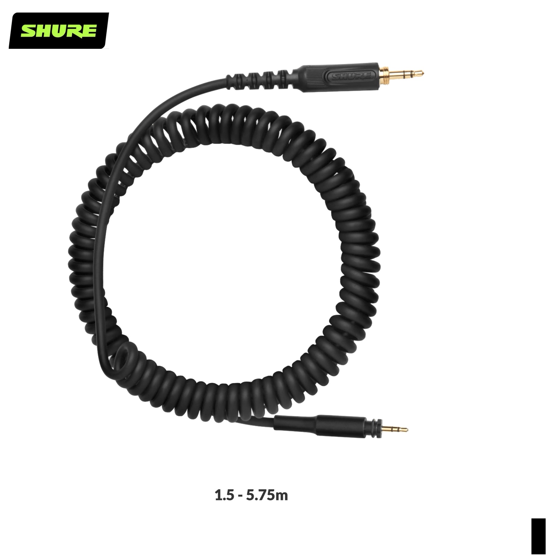 Shure SRH-CABLE replacement 3.5mm Bayonet HP Audio Cable, black | 1.5 - 5.75m